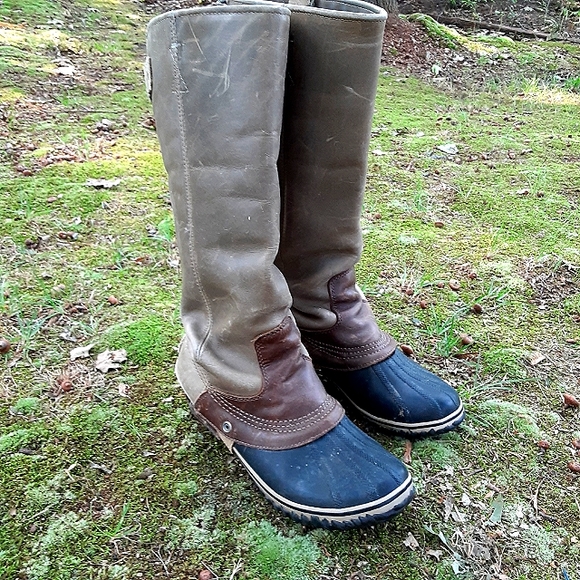 Sorel Shoes - Rare grey blue brown Sorel Slimpak riding boots in 10